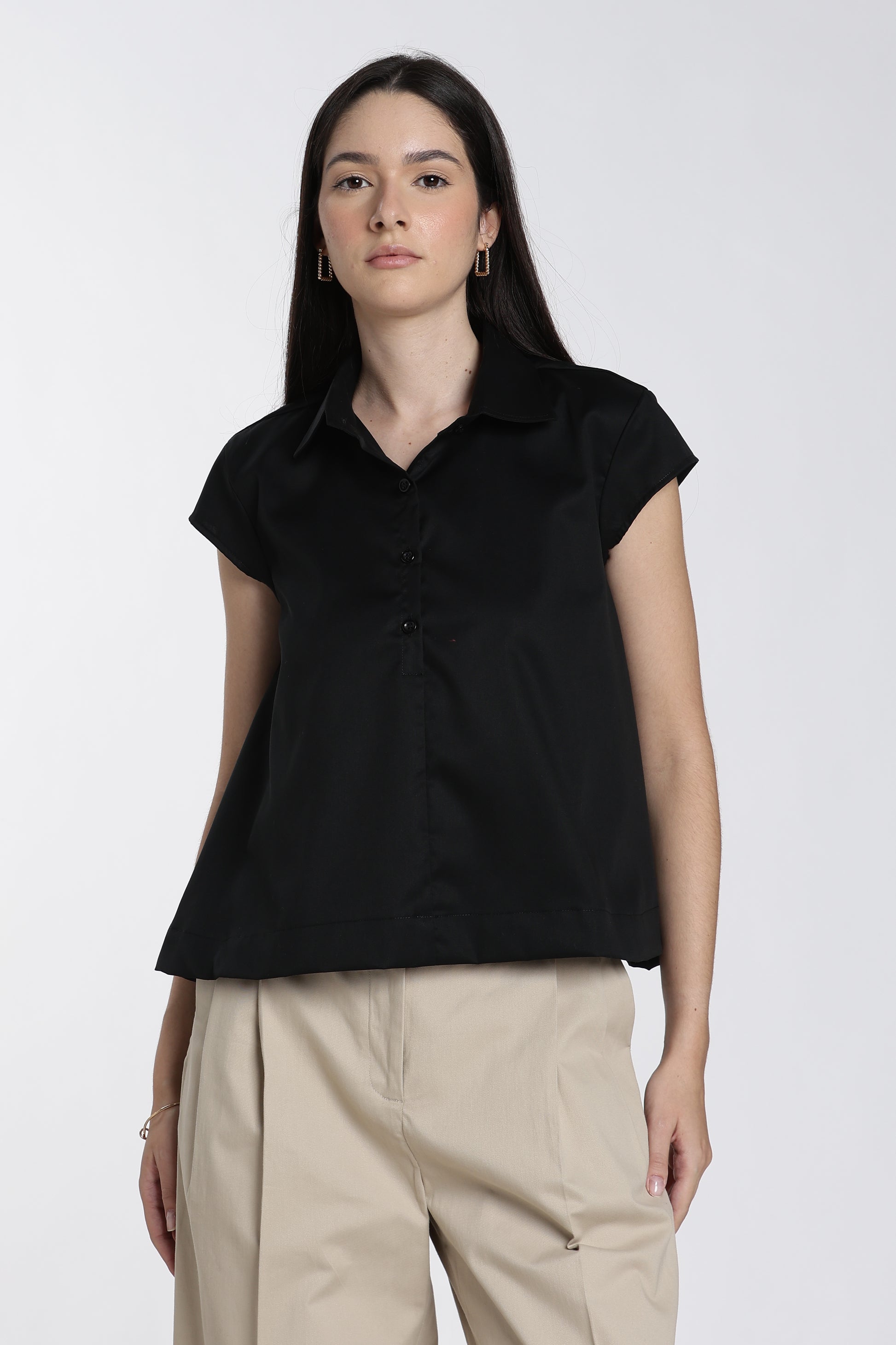 Cotton Black Cap Sleeve Top