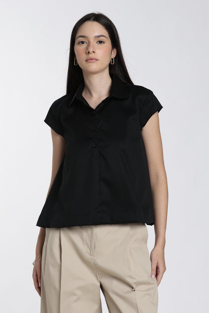 Cotton Black Cap Sleeve Top