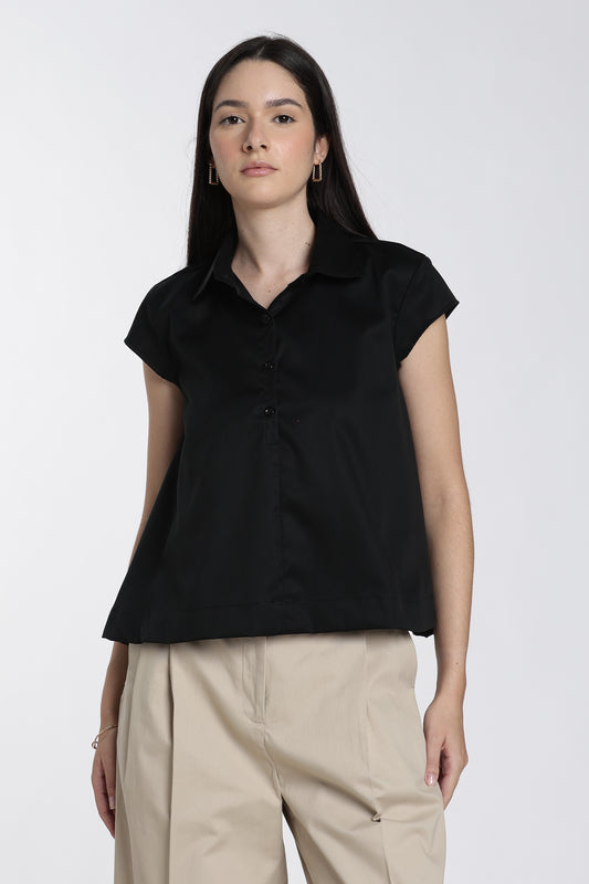 Cotton Black Cap Sleeve Top