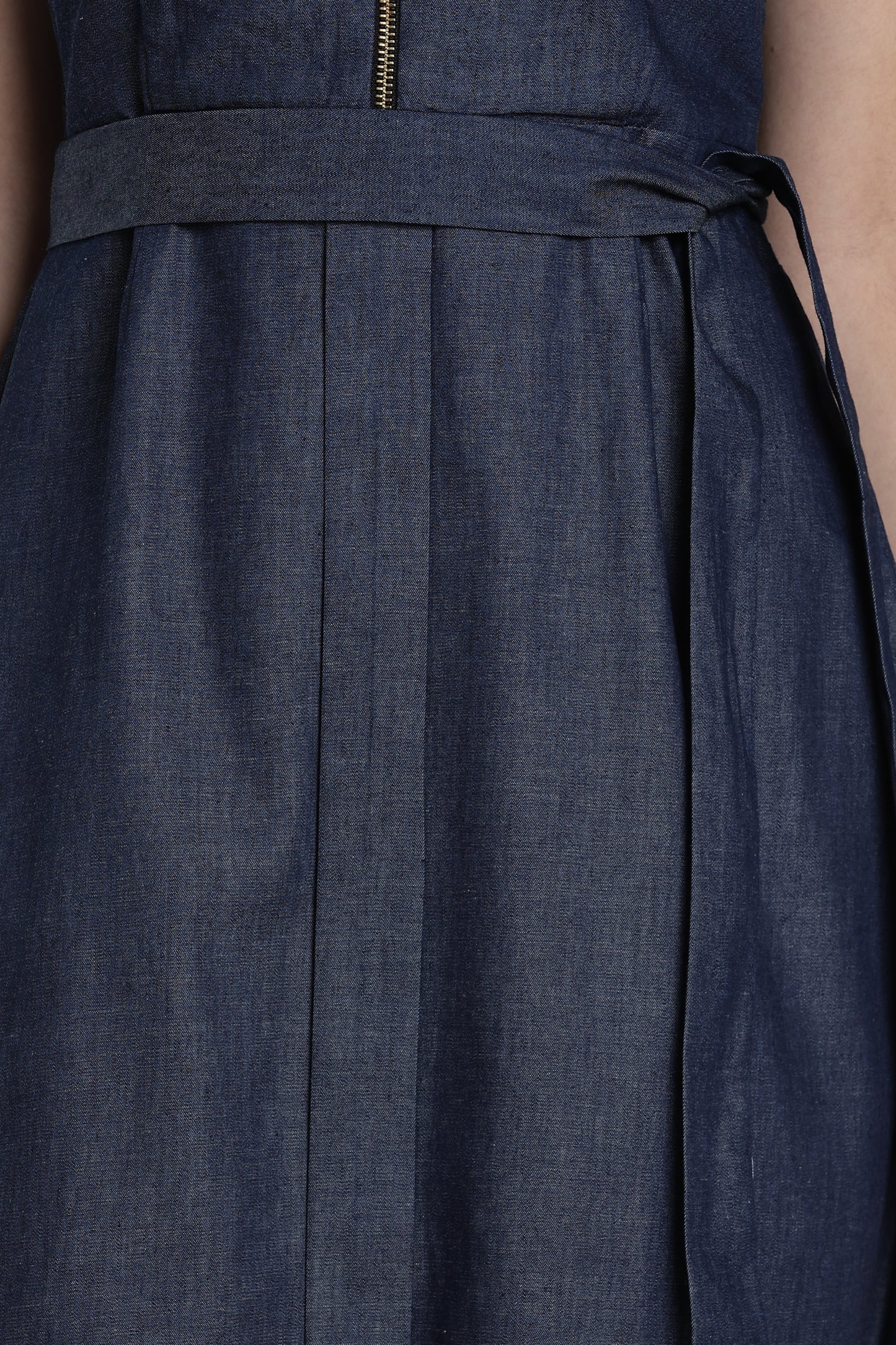 Denim Tie-Waist Midi Dress