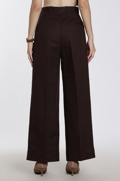 Women's Chocolate Brown Wide-Leg Trousers