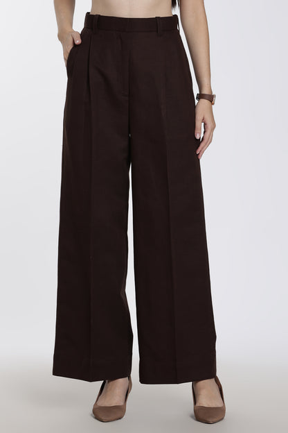 Women's Chocolate Brown Wide-Leg Trousers