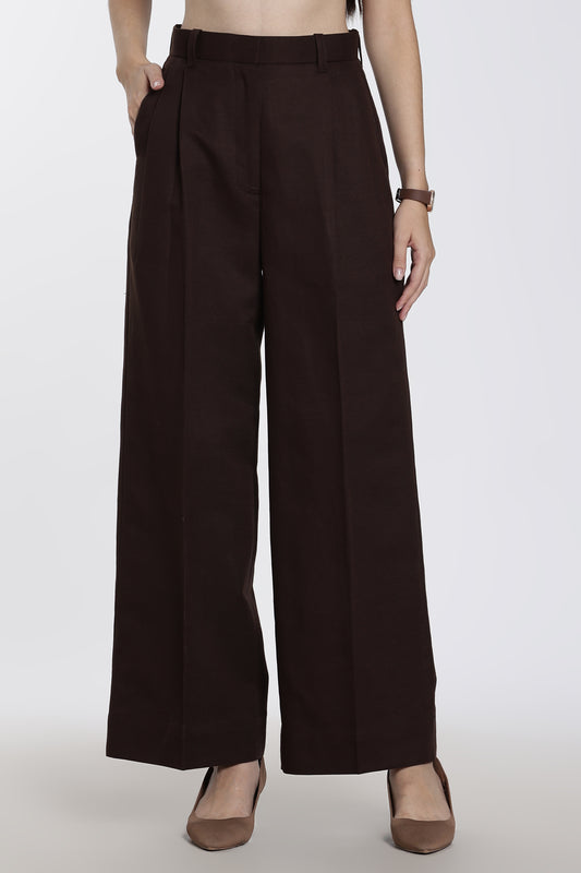 Women's Chocolate Brown Wide-Leg Trousers