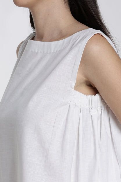 White Boat-Neck Top