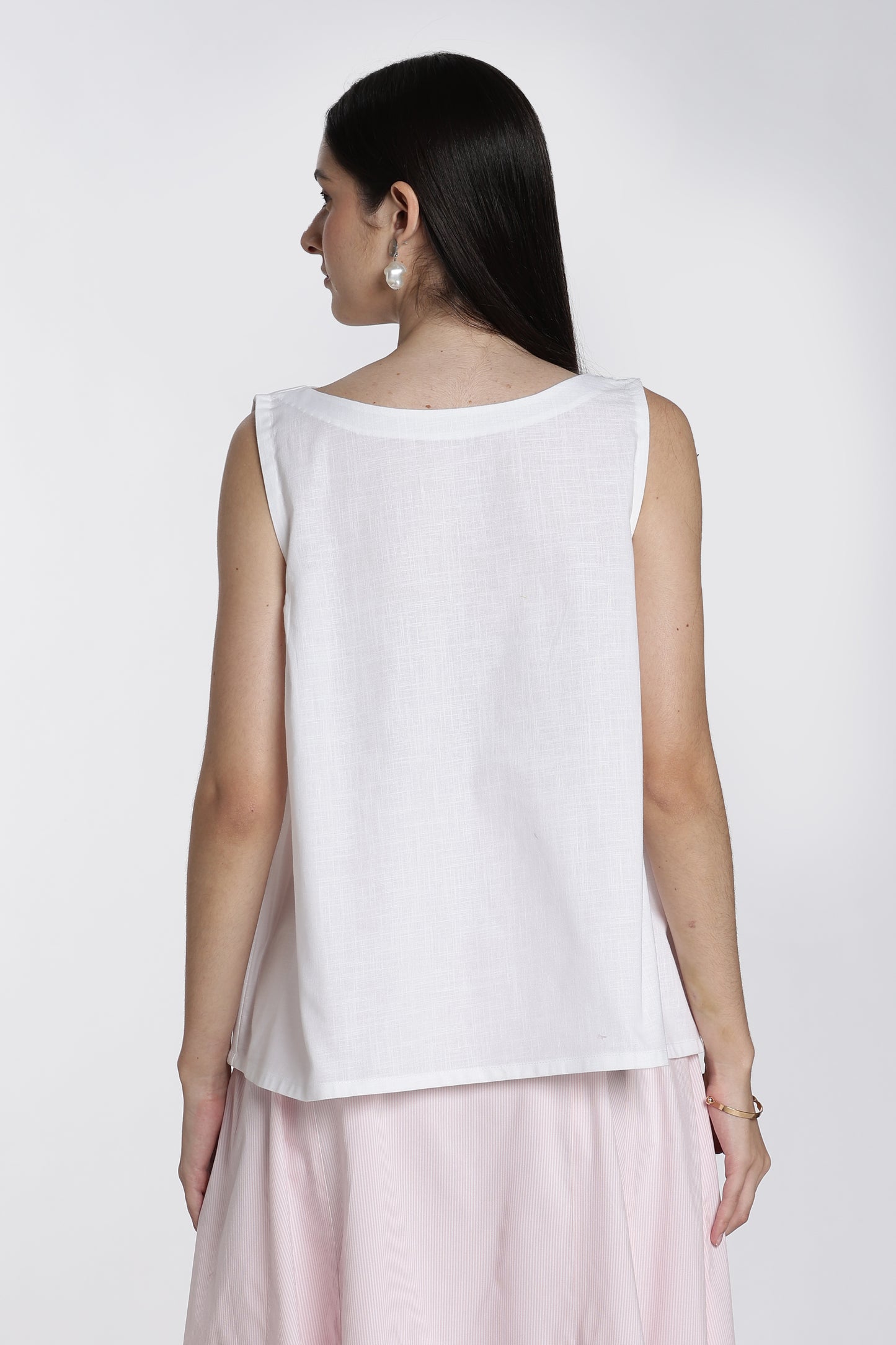White Boat-Neck Top